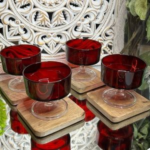 Vintage Luminarc France Ruby Red Champagne